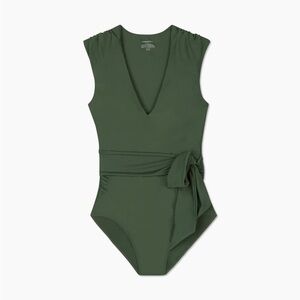 Summersalt The Breaker Olive Green V-neck One Piece Swimsuit Size 8